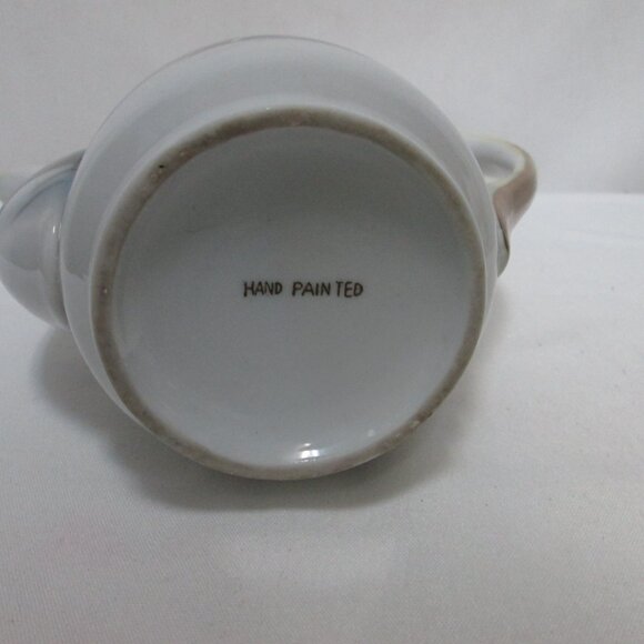 Vintage Porcelain Teapot with Spout Hand-painted Japanese Village 7" tall w/ Lid - Picture 11 of 12